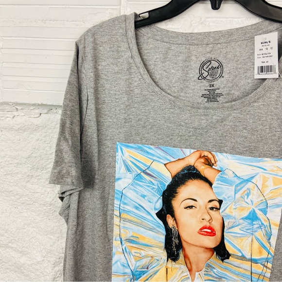 NWT SELENA FOREVER heather gray cotton short sleeve shirt size 1X - Picture 6 of 10